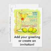 Invitation Carte Postale Martini à la goutte de citron (Devant / Derrière)