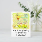 Invitation Carte Postale Martini à la goutte de citron (Debout devant)