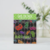 Invitation Carte Postale Mascarade Mardi Gras Mascarade Masque Arlequin Noi (Debout devant)