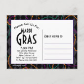 Invitation Carte Postale Mascarade Mardi Gras Mascarade Masque Arlequin Noi (Dos)
