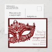 Invitation Carte Postale Mascarade rouge | Mardi Gras Noël (Devant / Derrière)