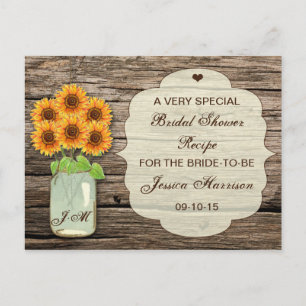 Invitation Carte Postale Mason de tournesol Jar Fête des mariées Recette Ca
