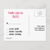 Invitation Carte Postale Mason Jar & Pink Heart RSVP (Dos)