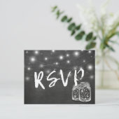 Invitation Carte Postale Mason Jar & String Lights Chalkboard Wedding RSVP (Debout devant)