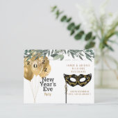 Invitation Carte Postale Masque & Balloons 2022 Soirée du Nouvel An (Debout devant)