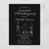 Invitation Carte Postale Masque d'argent Masquerade 18e anniversaire (Devant)