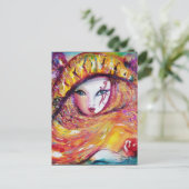 Invitation Carte Postale MASQUE EN JAUNE Fête Costumée (Debout devant)