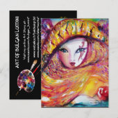 Invitation Carte Postale MASQUE EN JAUNE Fête de Costume de Mascarade (Devant / Derrière)