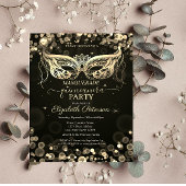 Invitation Carte Postale Masquerade Bokeh Dark Quinceañera