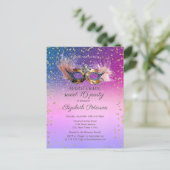 Invitation Carte Postale Masquerade  Diamonds Purple Glitter Sweet 16  (Debout devant)