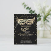 Invitation Carte Postale Masquerade Gold Diamonds 21e fête d'anniversaire (Debout devant)