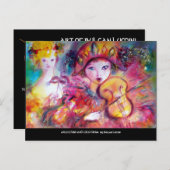 Invitation Carte Postale Masques de masquerade vénitienne ARLECCHINO ET COL (Devant / Derrière)