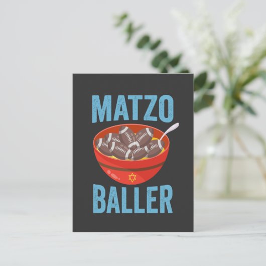 Invitation Carte Postale Matzo Baller Funny Football Hanoukka Rugby Cadeau (Debout devant)
