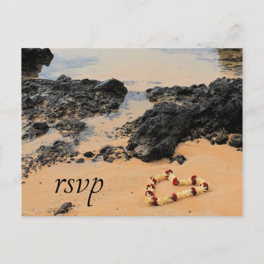 Invitation Carte Postale Maui Lei sur Secret Beach RSVP (Devant)