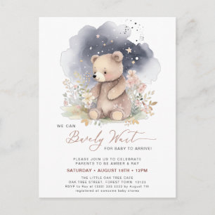 Invitation Carte Postale Mauve, on peut attendre le Baby shower fille