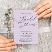 Invitation Carte Postale Mauve Purple Script moderne Fête des mariées simpl