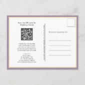 Invitation Carte Postale Mauve violet QR Code Tout en un Mariage moderne (Dos)