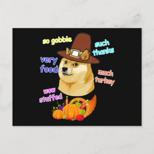 Invitation Carte Postale mème doge enfants thanksgiving shiba inu mème doge