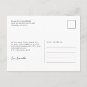 Invitation Carte Postale Merci de Baby shower de l'ours mou (Dos)