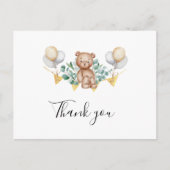Invitation Carte Postale Merci de Baby shower de l'ours mou (Devant)