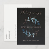 INVITATION CARTE POSTALE MERCI MÉMORIAL DE FROMAGE BLEU ROSE NOIR (Devant / Derrière)