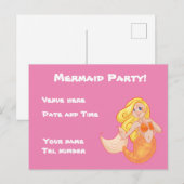 Invitation Carte Postale Mermaid Party (Devant / Derrière)