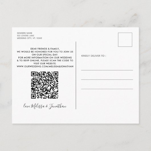 Invitation Carte Postale Mes humains se marient QR Code Chien Mariage (Dos)