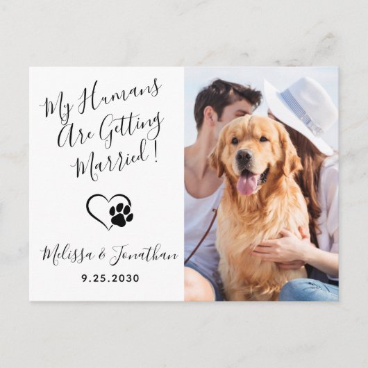 Invitation Carte Postale Mes humains se marient QR Code Chien Mariage (Devant)