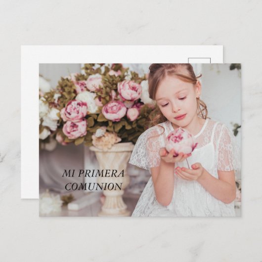 INVITATION CARTE POSTALE MI PRIMERA COMUNION (Devant / Derrière)