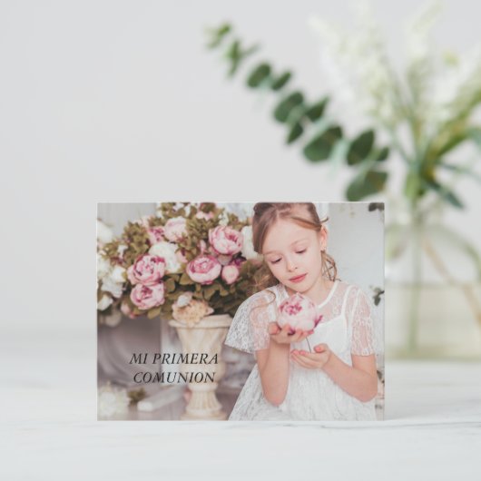 INVITATION CARTE POSTALE MI PRIMERA COMUNION (Debout devant)