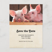 Invitation Carte Postale Mignon rose porcelet photo d'animal Enregistrer la (Devant)