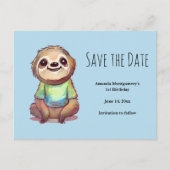 Invitation Carte Postale Mignonne Sloth portant une chemise Enregistrer la  (Devant)