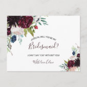 Invitation Carte Postale Militaire florale Blush de la marine bourguignonne (Devant)