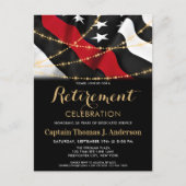 Invitation Carte Postale Mince Pompier de la Ligne Rouge Retraite (Devant)