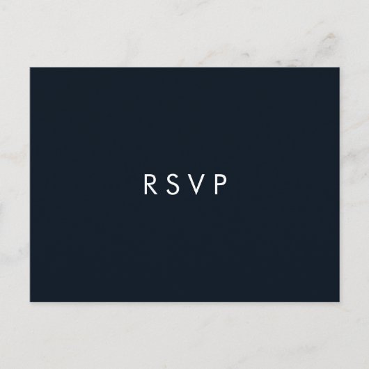 Invitation Carte Postale Minimal chic Bleu foncé | Choix de repas pour mari (Devant)