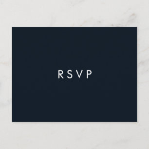 Invitation Carte Postale Minimal chic Bleu foncé Choix de repas pour RSVP