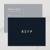 Invitation Carte Postale Minimal chic Bleu foncé | Réponse au mariage CHOIX (Devant / Derrière)