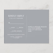 Invitation Carte Postale Minimal chic Bleu foncé | Réponse au mariage CHOIX (Dos)