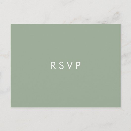 Invitation Carte Postale Minimal chic Sage | Mariage CHOIX DE REPAS RSVP (Devant)