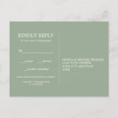 Invitation Carte Postale Minimal chic Sauge | Choix de repas pour RSVP de m (Dos)