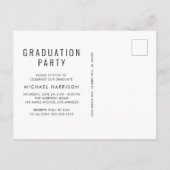 Invitation Carte Postale Minimal moderne 4 photo Black Graduation Party (Dos)