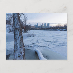 Invitation Carte Postale minneapolis skyline et glace mississippi