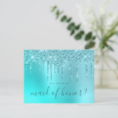 Invitation Carte Postale Mint parties scintillant gouttes tu seras ma bonne (Debout devant)