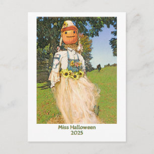 Invitation Carte Postale Miss Halloween 2025/Femme de paille/invitation de