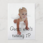 Invitation Carte Postale Mlle Angel, Devine qui a 1 an ? (Devant)