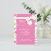 Invitation Carte Postale Mod Circles Girl's 1st Birthday Postcard Invitatio (Debout devant)