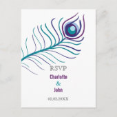 Invitation Carte Postale Mod violet, bleu turquoise paon mariage rsvp (Devant)