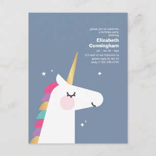 Invitation Carte Postale Modern Cute Rainbow Unicorn fête d'anniversaire