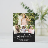 Invitation Carte Postale Moderne 4 Photo Graduation Party Calligraphie (Debout devant)