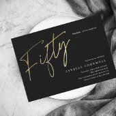 Invitation Carte Postale Moderne 50e anniversaire simple élégant script élé
